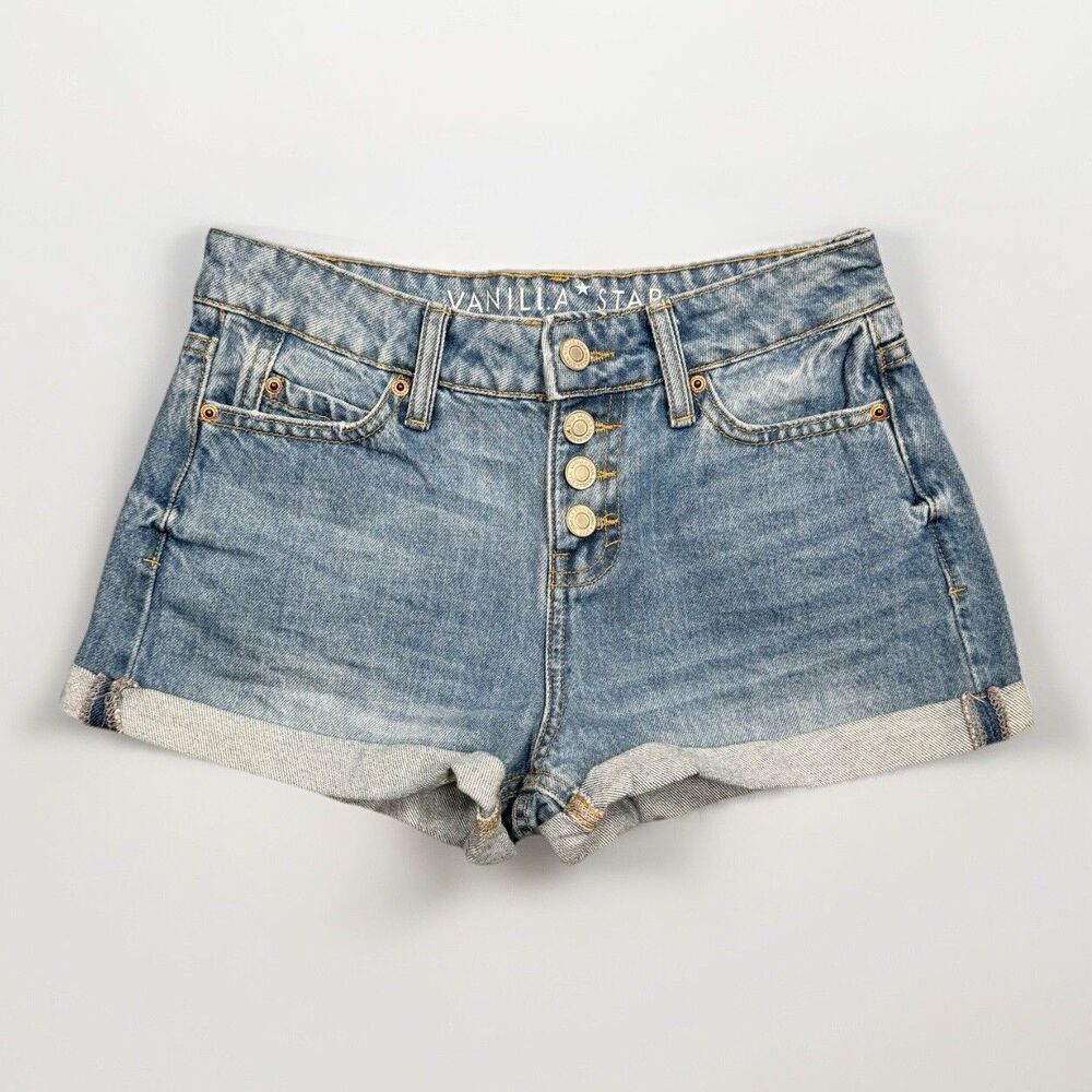 Vanilla Star Shorts Womens 0 Low Rise Shortie Button Fly Cotton Measures W26